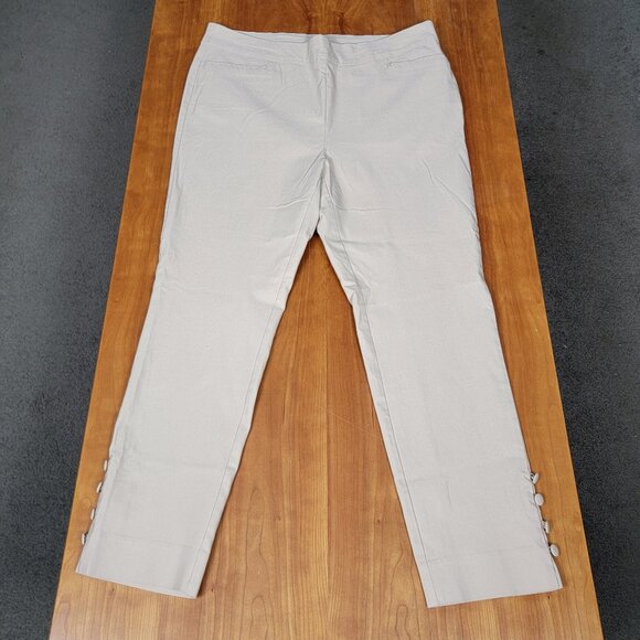 Chico's Slimming Pull on Button-Hem Tan Ankle Pants - 14 - Picture 4 of 10